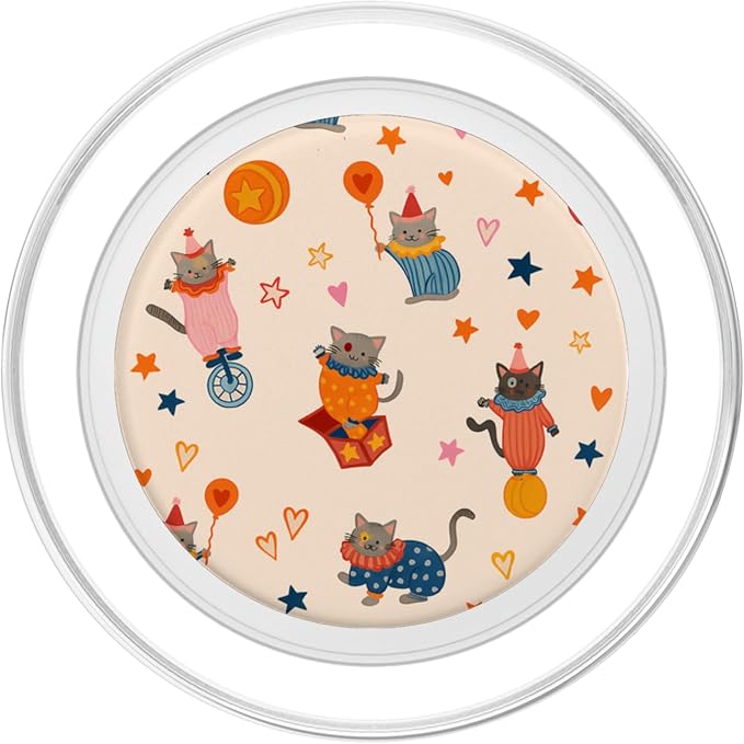 Cute Circus Cat Colorful Clown Kitten Pattern Aesthetic PopSockets PopGrip for MagSafe