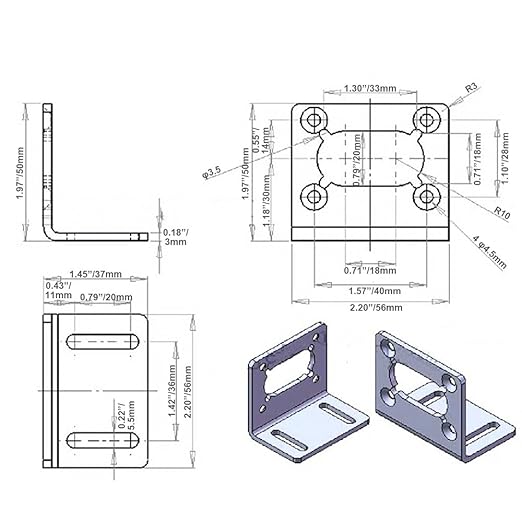Bringsmart Mini Mounting Brackets of A58 Worm Gear Motor with Screw Motor Support for Fixed Motors (Bracket)