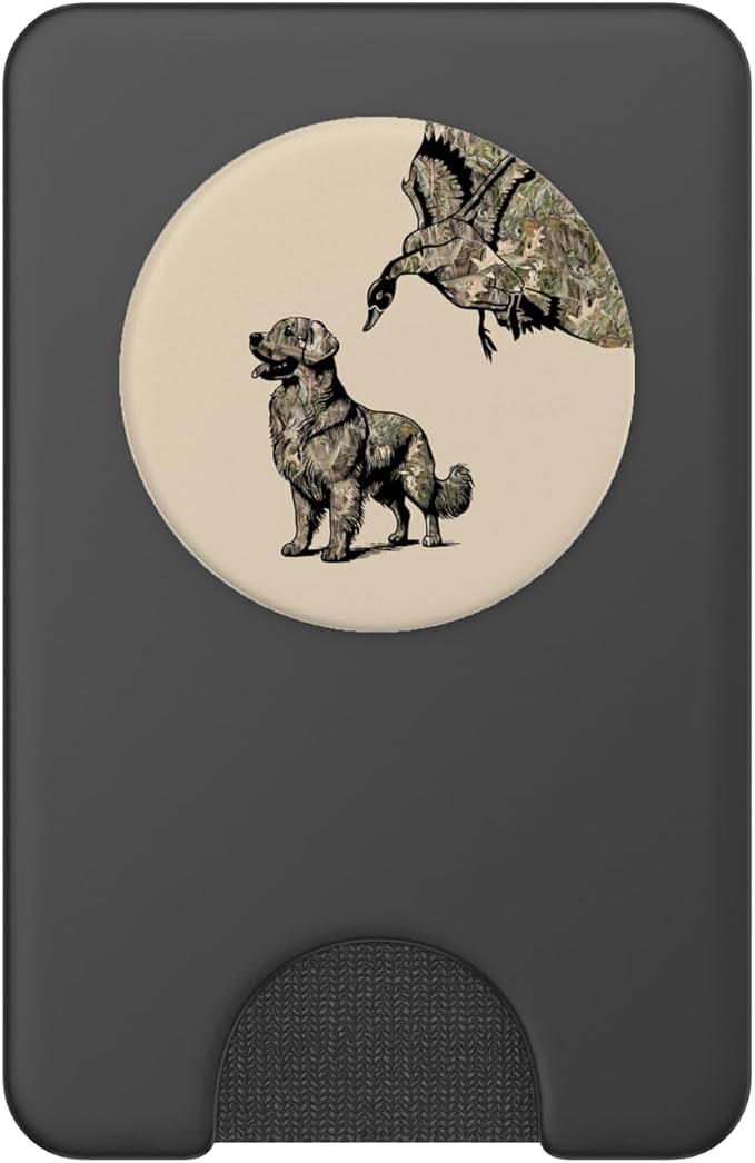 Aesthetic Waterfowl Hunting Camo Duck Hunters with Dog PopSockets Adhesive PopGrip