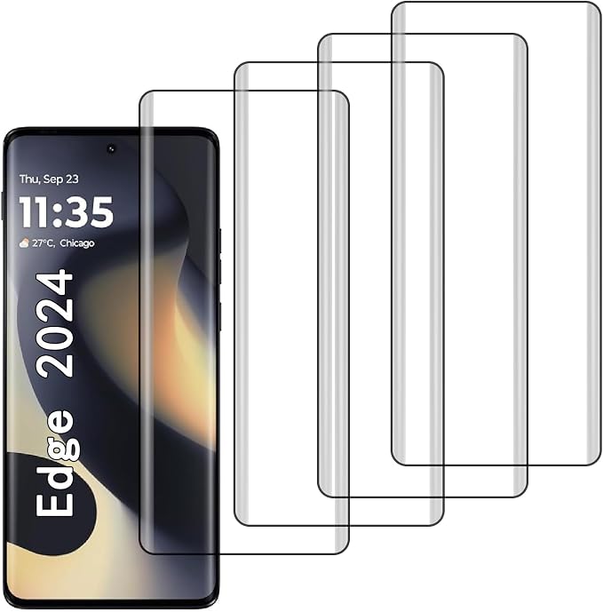 [4 Pack] Tempered Glass Screen Protector for Motorola Edge 2024 | Tempered Glass Scratch Resistant Easy-Install Bubble Free Anti-Fingerprint