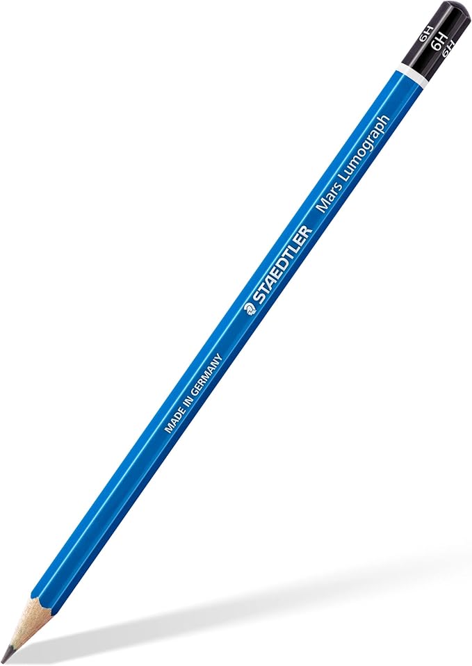 STAEDTLER Mars Lumograph 6H Graphite Art Drawing Pencil, Medium Hard, Break-Resistant Bonded Lead, 12 Pack, 100-6H, blue (100-6H VE)
