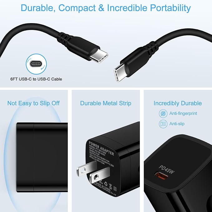 45W Super Fast Charger for Moto Edge 2026 Razr+2026 Edge 70 Pro+ Razr Ultra 2026 Razr 70 Ultra G Stylus 2026Samsung Galaxy A37/S26Ultra/A36/S25USB Type C Fast Charging Block with 6FT USBC to C Cable