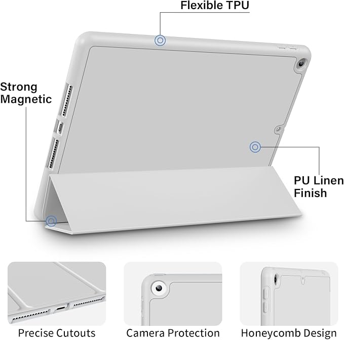 Case for iPad Air 3 (10.5-Inch 2019 3rd Generation) with Pencil Holder Slim Tablet Cover with Soft TPU Back Auto Wake/Sleep for iPad 10.5 Inch Air 3 (Black)