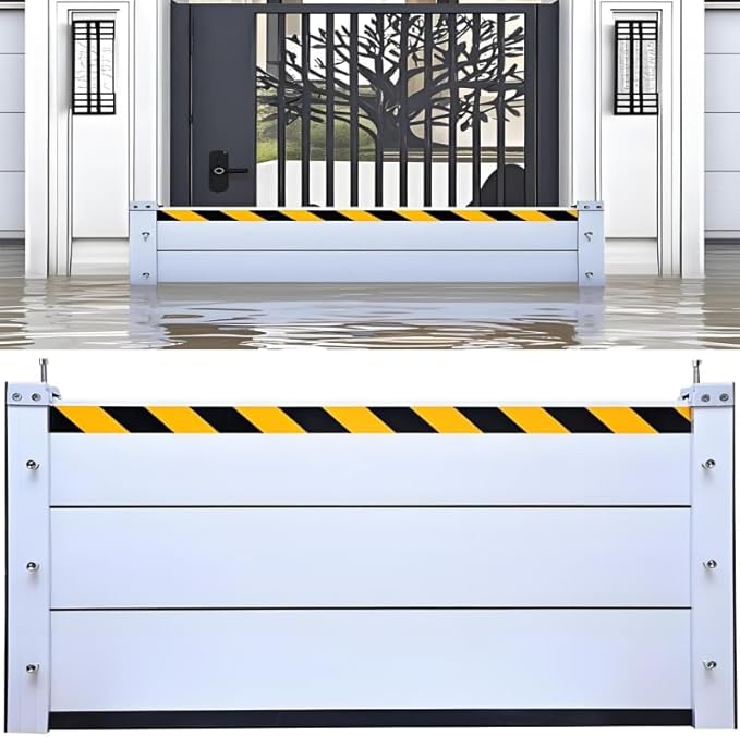 Flood Barriers for Home Exterior - Aluminum Alloy Outdoor Garage Doors Water Barriers for Flooding,H15.7 Inch/L14FT