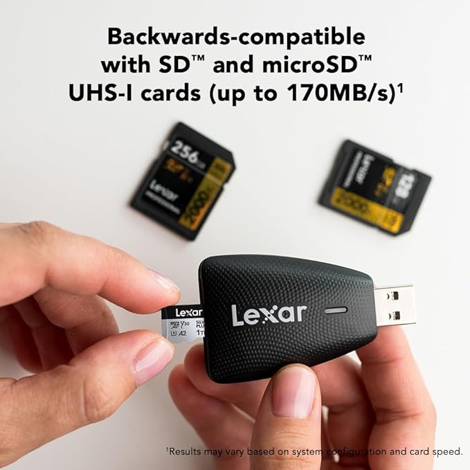Lexar Multi-Card 2-in-1 USB 3.1 Reader, Works with SD and microSD Cards (LRW450UBNA)
