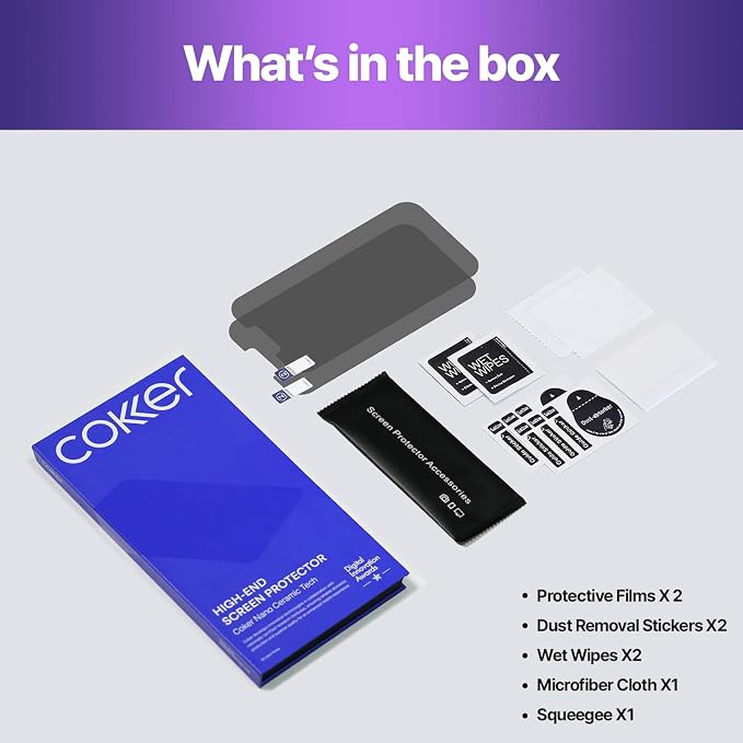 COKER 2PACK Privacy Screen Protector for iPhone 12 Mini Anti Spy 9H Hardness Shatterproof Anti-Scratch Anti-Fingerprint Touch Sensitive PET Film Blue Light Filter Easy Install
