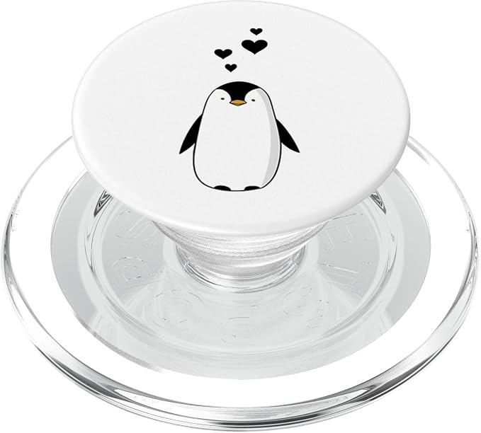 Cute Penguin with Hearts - I Love Penguins PopSockets Adhesive PopGrip