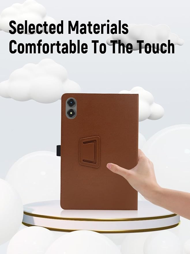 Case for TABWEE T50 11 Inch Tablet (Black) | PU Leather Folding Cover with Pen Holder and Wrist Strap Business Travel Portable