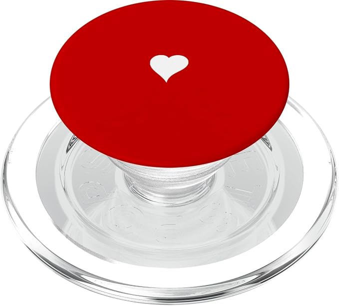 Cute Hand Drawn White Heart - Red Minimalist Love Symbol PopSockets Adhesive PopGrip