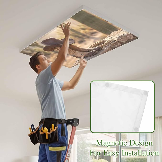 4 Pack Fluorescent Light Cover, Cowboy Western Light Covers