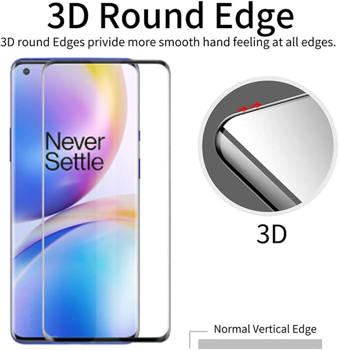 for OnePlus 8 Screen Protector Tempered Glass 3D Curved Full Coverage Scratch Resistant Clear Screen Protector for Oneplus 8 1+8 Phone (2pcs)