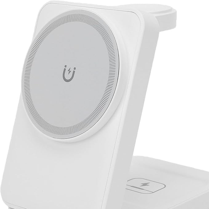 3 in 1 Wireless Charger Stand 15W Fast Charging Foldable Magnetic Dock for Phone Watch Earphone Type C Portable Station with Heat Dissipation (Black)