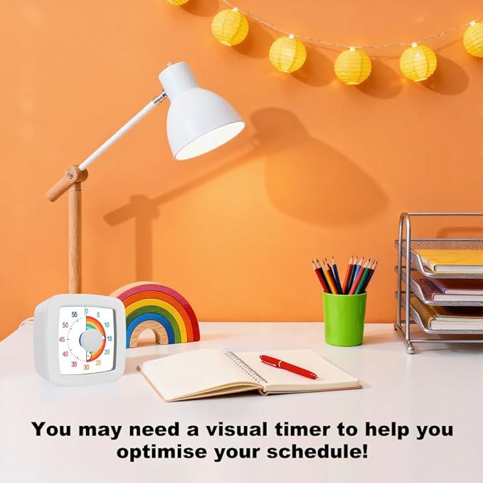 MEPHILIMIA Visual Timer Kids/Adults 60 Minutes Rainbow Countdown Timer Time Management Tool Desk with Large Screen Time Management Tool for Kitchen School Office