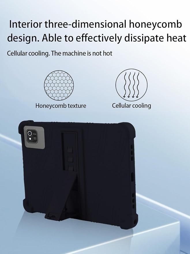 for kelankeke K10 Android 10-Inch TabletUYRUREL Skin-Friendly Soft Silicone Protective CaseFull Protection Against Drops and Scratcheswith Adjustable Viewing StandBlack.