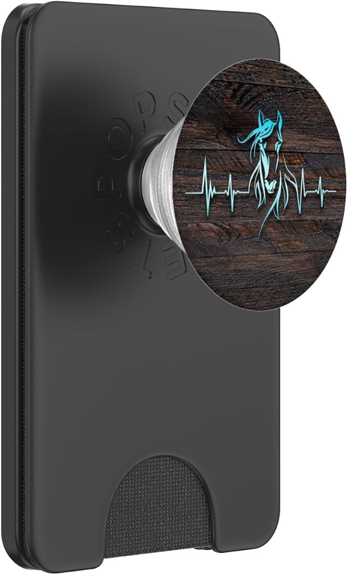 Horse Heartbeat on Rustic Woodgrain Print PopSockets Adhesive PopGrip
