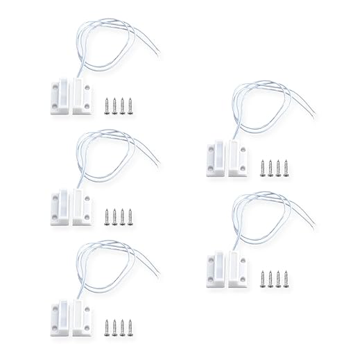 VictorsHome Magnetic Reed Switch NO Surface Mount Wired Door Window Contact Sensor with Adhesive Paper for Home Security and Burglar Alarm Systems MC-38 5pcs