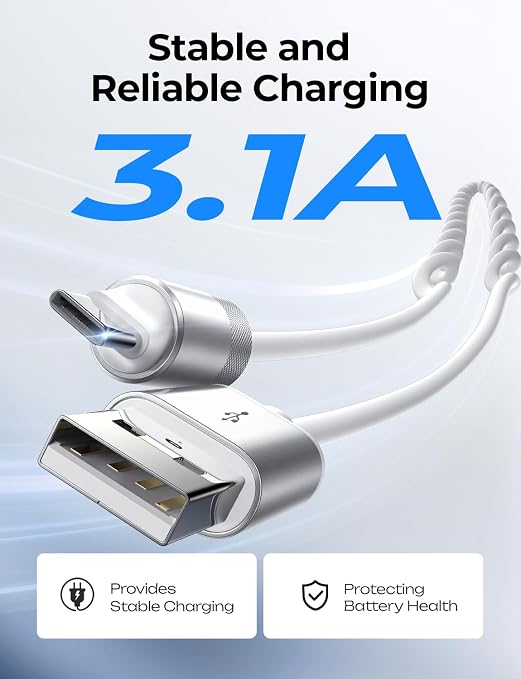 LISEN Chubby Cable Coiled Cable 2 Pack Car Play Cord | for Android Auto Short USB A to USB C Cable for iPhone 17/16/15 Samsung Galaxy S25/S24 A15/A14 Google Pixel 9/8 Blue 4FT
