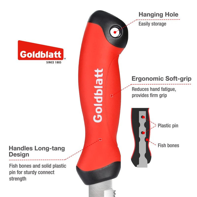 Goldblatt Stainless Steel Roofing & Flooring Knife - Linoleum Cutter with Soft-Grip Handle, Hook Knife for Cutting Carpet, Cable Skinning, Wallpaper, Turf