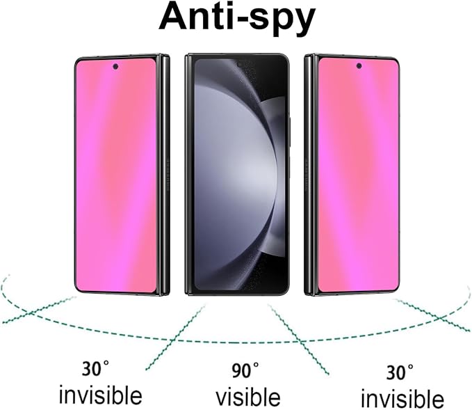2 Pack Outer Anti-Blue Privacy Tempered Glass For Samsung Galaxy Z Fold 5 / Z Fold 4 Front Mirror Anti-Spy Screen Protector Anti-Peeping Full Covered Film Electroplated Blue