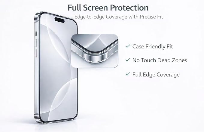 2 Pack Screen Protector for iPhone 17 with Alignment Frame 9H Tempered Glass Ultra Clear Bubble-Free Installation Case-Friendly Easy Install.