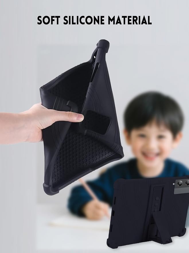 Case for POPUX/DOOGEE Tab E3 Pro 13 Inch (Black) | Soft Silicone Kids Friendly Tablet Cover with Adjustable Stand for POPUX/DOOGEE 13 Inch Tablet Case Drop-Proof