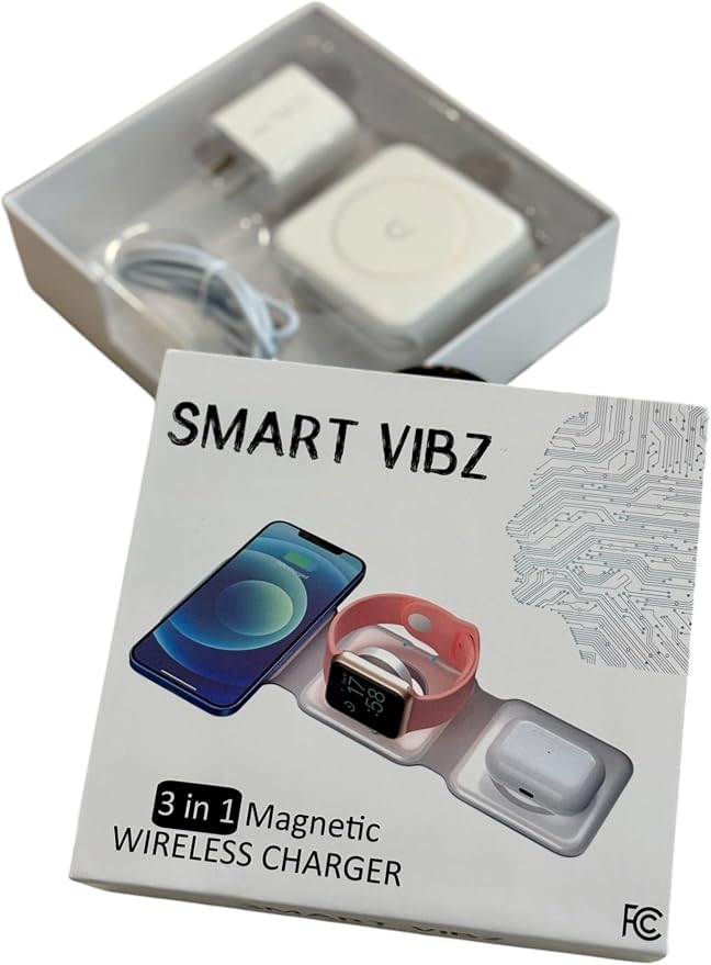 Apple Devices Charging Pad for iPhone 12 13 14 15 16 Pro Max iWatch Airpods - 3 in 1 Wireless Magnetic Foldable Travel Charger Station for Multiple Apple Devices Fast-Charging Charger Included