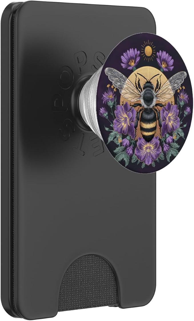 Honey Bees and Purple Flower Botanical Bumblebee Lush Floral PopSockets Adhesive PopGrip