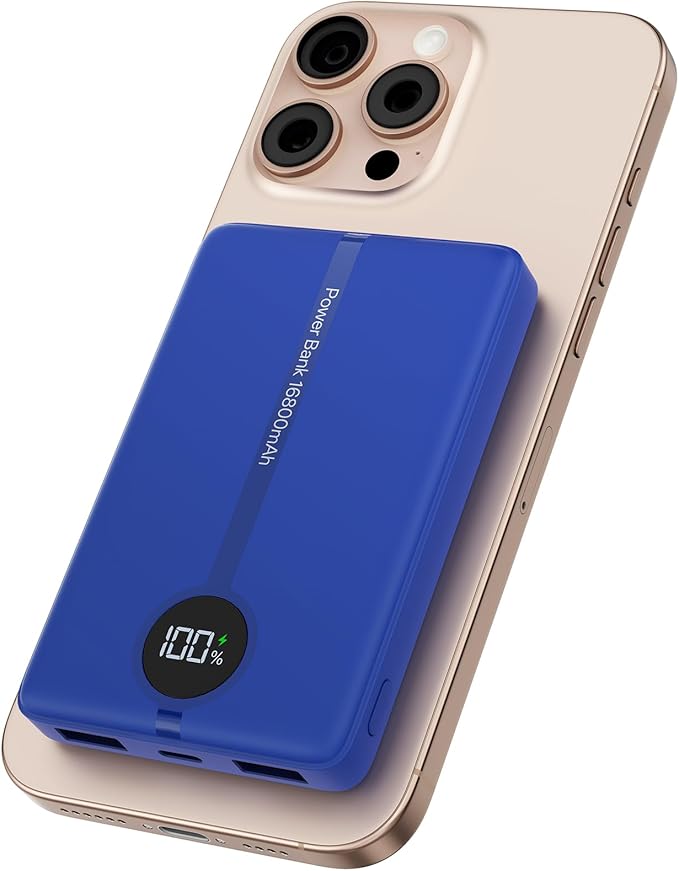 Magnetic Portable Charger, 16800mAh Wireless Power Bank, with 20W USB-C Fast Charging and LED Digital Display Magnetic Battery Pack, Compatible with iPhone 16/15/14/13/12 Full Series (2025)