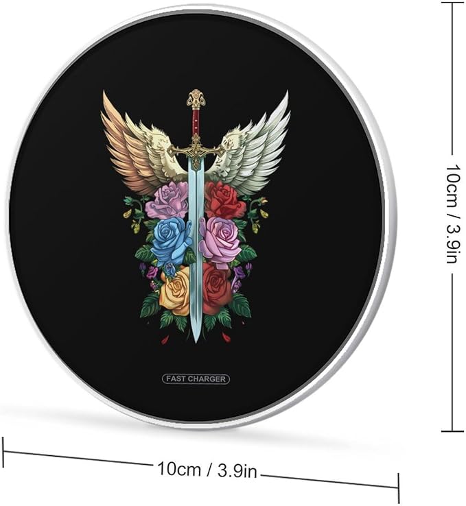 Knighthood Winged Sword Wireless Charger SlimWireless Charging Pad Anti-Slip Charger Mat for Men Women