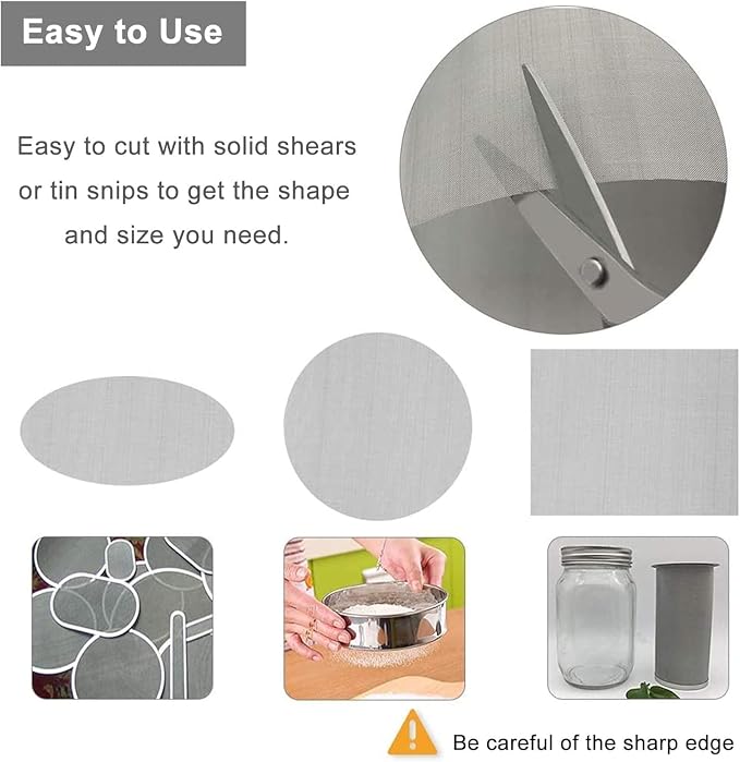 Woven Stainless Steel Wire Mesh, 250 Mesh Durable & Flexible, Fine to Large Mesh