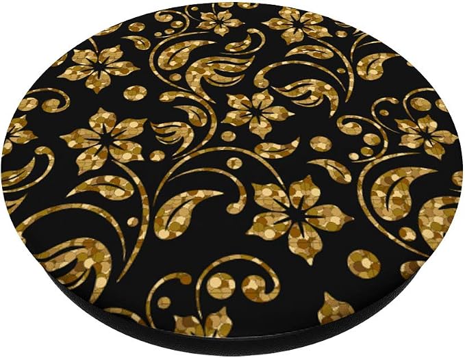Rose Gold Black Geometric Golden Pattern Flower PopSockets PopGrip: Swappable Grip for Phones &amp Tablets