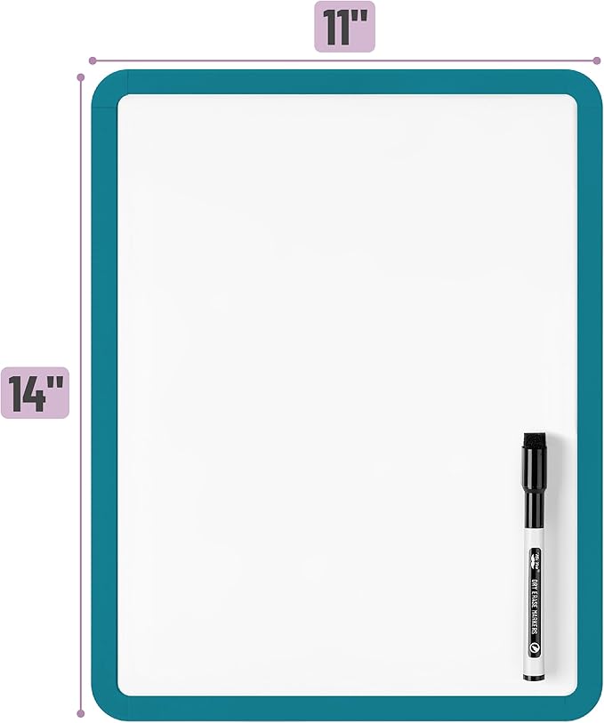 Mr. Pen- Dry Erase Board, 14” x 11” with a Black Dry Erase Marker, Small Mini White Board for Students