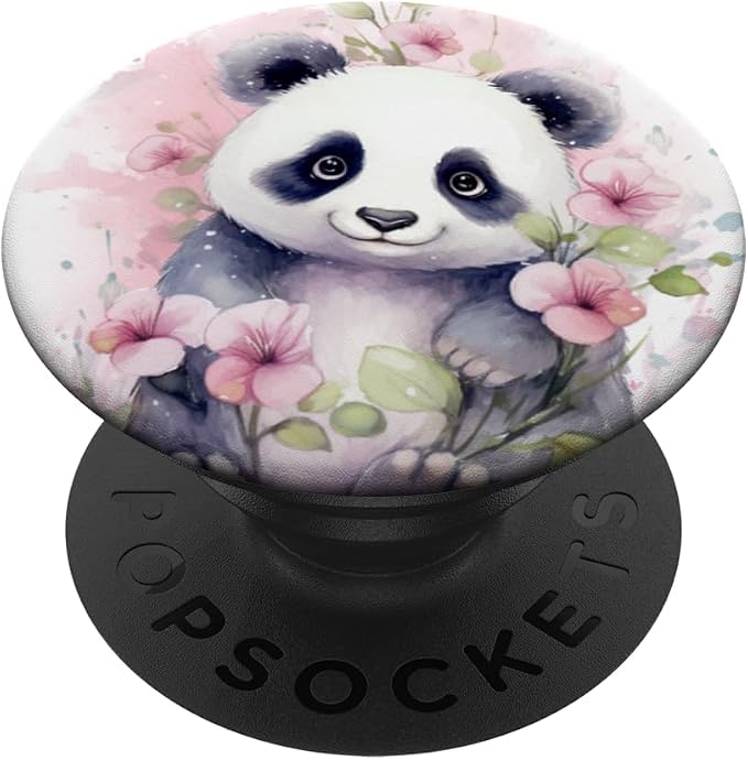 cute panda watercolor PopSockets Adhesive PopGrip