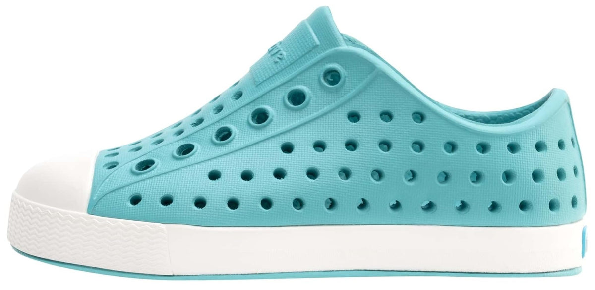 Native Shoes Unisex-Kids Jefferson Sneakers, Pool Blue/Shell White, 4 Big Kid
