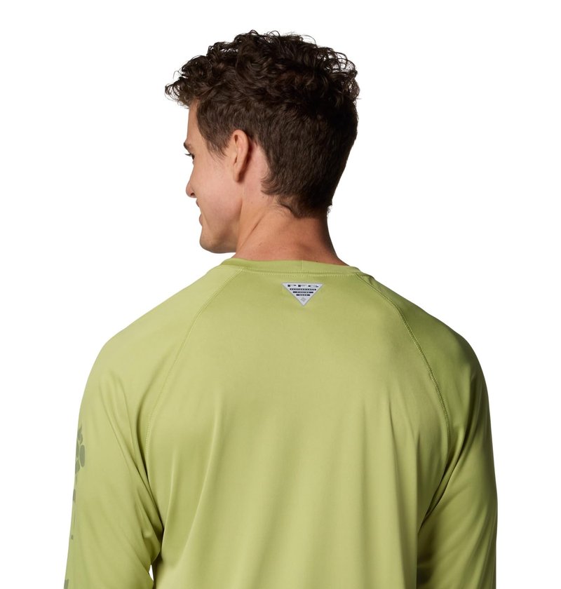 Columbia Men's PFG Terminal Tackle Long Sleeve Fishing Shirt, Pear/Cypress Logo, 3X Tall