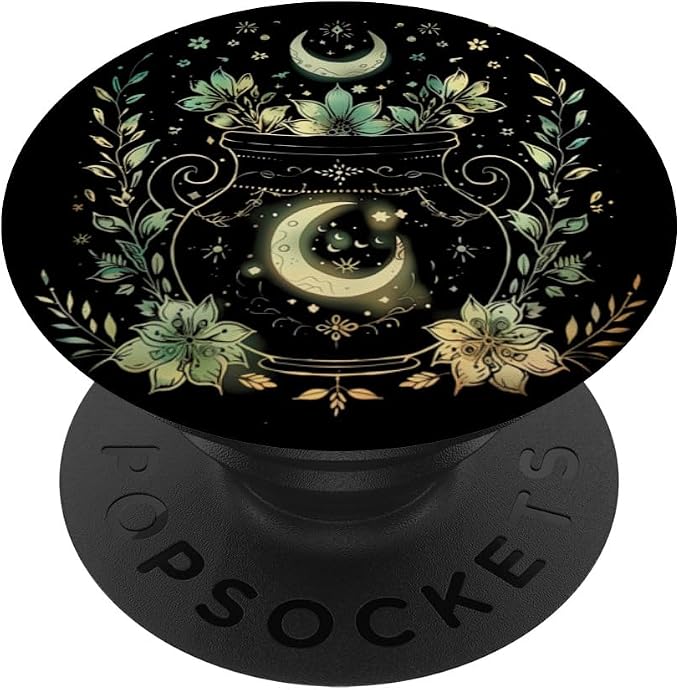 Vintage Witchy Wicca Witch Cauldron Crescent Moon Witchcraft PopSockets PopGrip for MagSafe