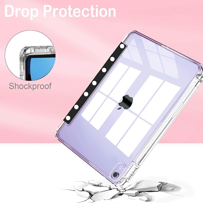 Feams Case for iPad Air 11-inch M4 2026 / M3 2025 / M2 2024 iPad Air 5th/4th Generation 2022/2020 10.9 Inch Y-Fold Standing Case Clear Back with Portrait Stand &amp Pencil Holder Beige Checkered