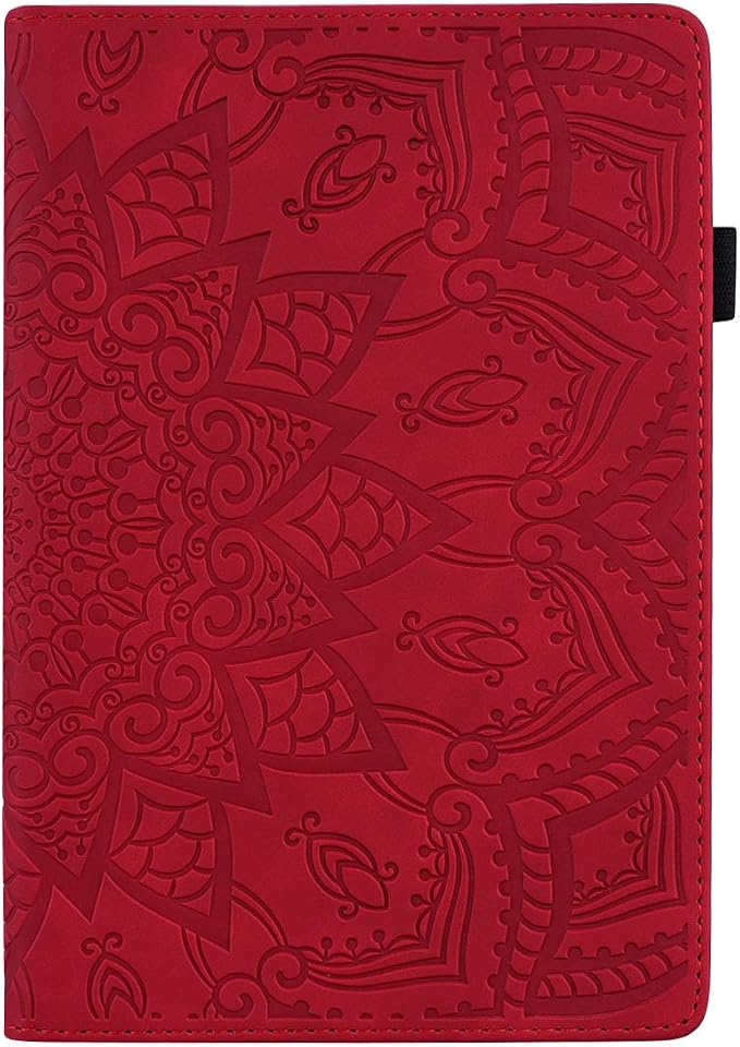Folio Case for iPad Pro 11 2018-2022 iPad Air 11 2025/2024/Air 10.9 - Techcircle Stand Mandala Embossed PU Leather Soft TPU Cover with Elastic Strap Card Slots Pencil Holder - Pink
