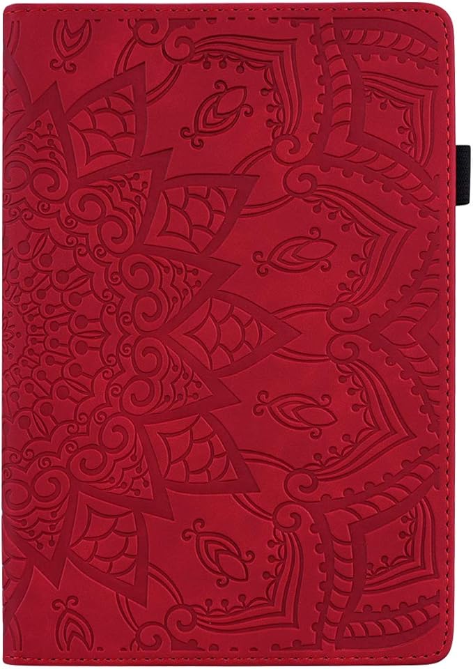 Folio Case for iPad Pro 11 2018-2022 iPad Air 11 2025/2024/Air 10.9 - Techcircle Stand Mandala Embossed PU Leather Soft TPU Cover with Elastic Strap Card Slots Pencil Holder - Pink