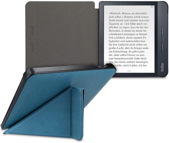 kwmobile Cover for Kobo Libra H2O Case - Slim PU Leather eReader Cover with Stand and auto Sleep funktion - Dark Blue