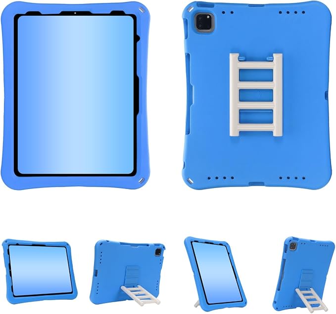Kids Case for iPad Air 13 (2026/2025/2024) M4/M3/M2 &amp iPad Pro 13 2024 &amp iPad Pro 12.9 Cover 6th/5th/4th/3rd Gen (2022/2021/2020/2018) DIY Figures EVA Rubber Handle Stand Shockproof Bumper