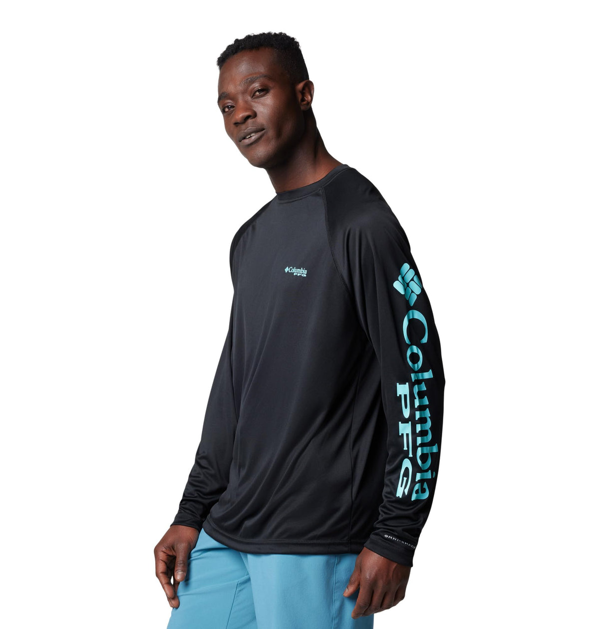 Columbia Men's PFG Terminal Tackle Long Sleeve Fishing Shirt, Black/Gulf Stream Logo, Small