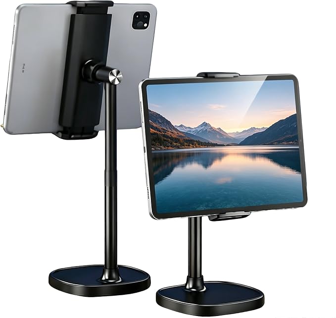 Adjustable Cell Phone Stand360° Rotating Lifting Mobile Phone Holder | for DeskVideo Recording HomeOffice Compatible with All iPhone for Galaxy