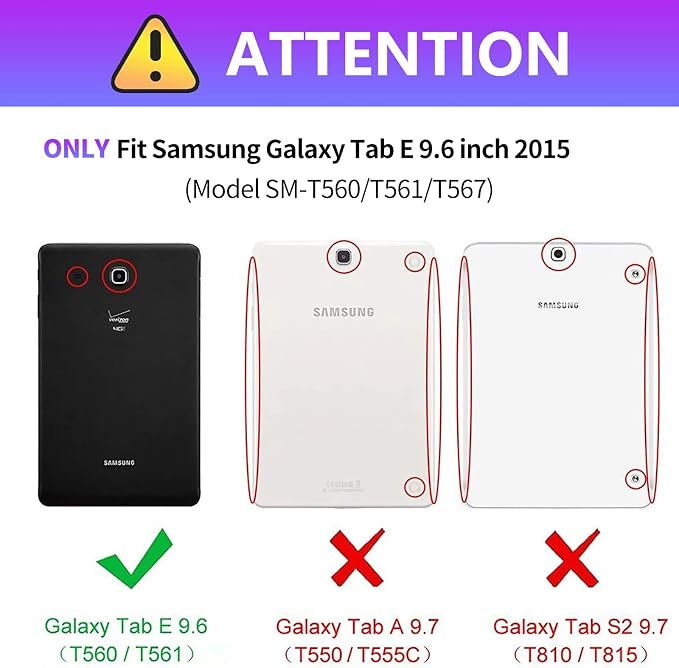 for Samsung Galaxy Tab E 9.6 Inch 2015 (SM-T560/T561/T565/T567) Kickstand Case PU Leather Multiple Viewing Angles Stand Smart Cover for Galaxy Tab E 2015 2 Roses
