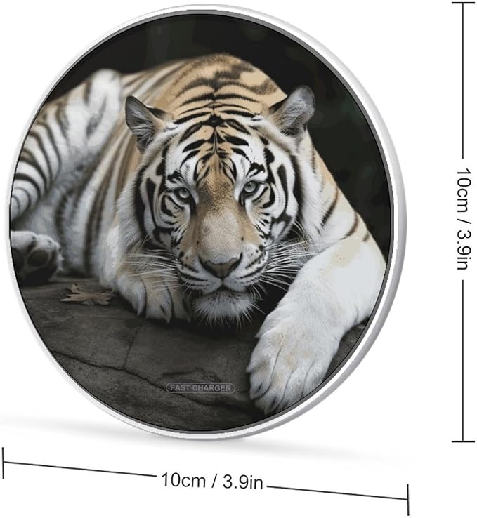 Tiger Lie On Rock Wireless Charger 10W Fast Charging Pad Anti-Slip Qi Certified Wireless Charging Pad Charging Station Portable Phone Charger for All Wireless Charging Smartphone