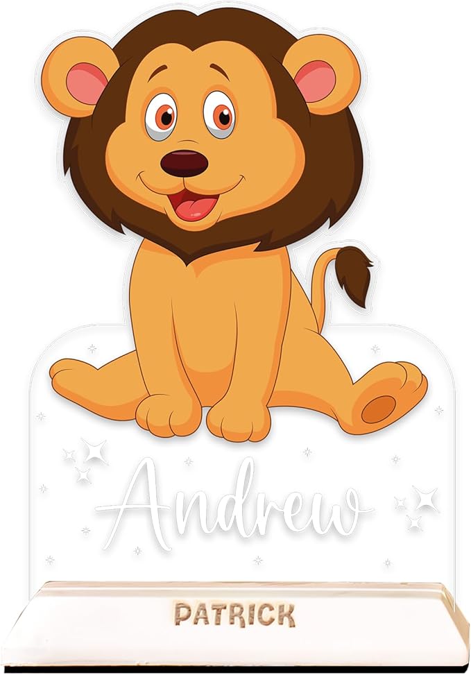 hun concept Kids Lion Night Light – Personalized Name Lamp for Boys & Girls, Custom Animal LED Bedroom Decor, Baby Nursery Nightlight Gift, Cute Safari Theme Children’s Room Lamp