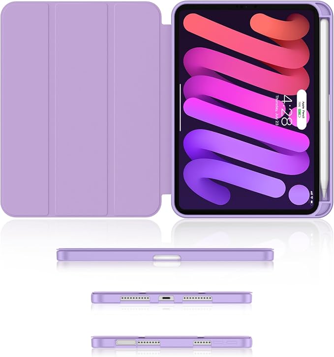 Soke Case for iPad mini (A17 Pro) 7th/ 6th Generation (Book Wine) | Built-in Apple Pencil Slot fit iPad Mini 2024 and 2021 8.3 inch Auto Sleep/Wake