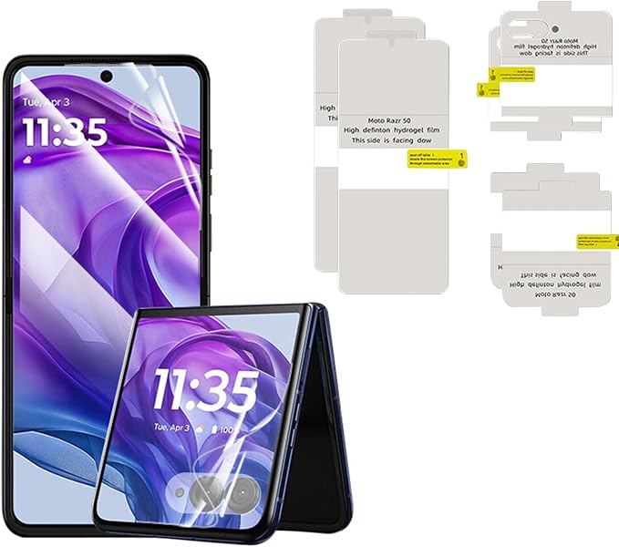 [2+2 Pack Screen Protector for Motorola Razr 2024/Razr 2025 - Hydrogel Film Front and rear screens combination ，High Sensitivity Not Glass HD