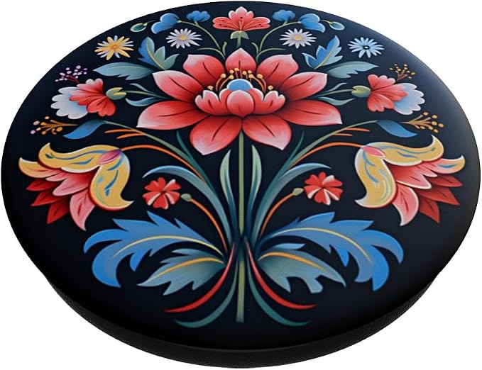 Norwegian Rosemaling Flower Rose PopSockets PopGrip for MagSafe