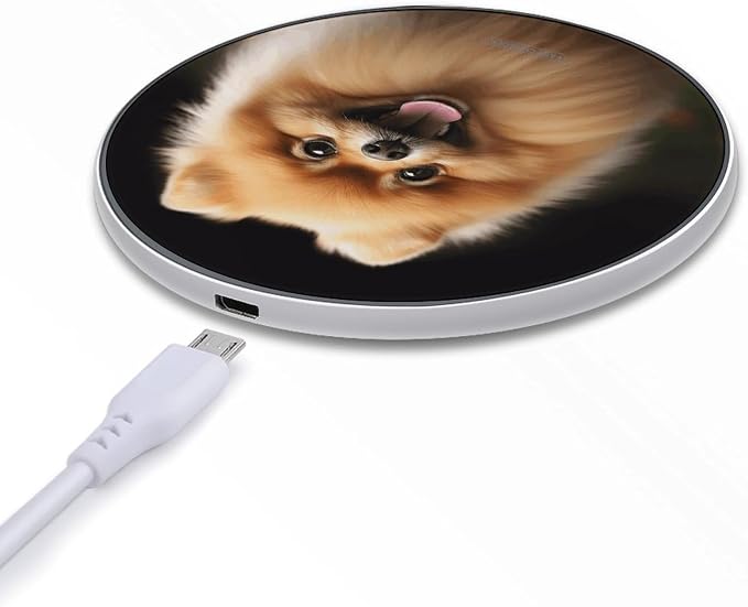 Pomeranian Wireless Charger Fast Charging Pad | Anti-Slip Qi Certified Wireless Charging Pad for All Phones with Wireless Charging Function for Home Office Travel